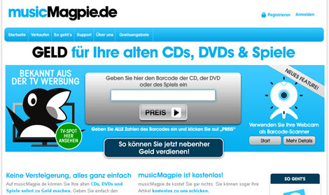 DVD's, CD'S und Spiele verkaufen - musicmagpie.de srceenshot